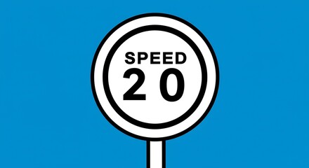 Speed limit sign on blue