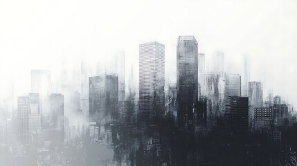 Fototapeta premium Urban skyline in fog