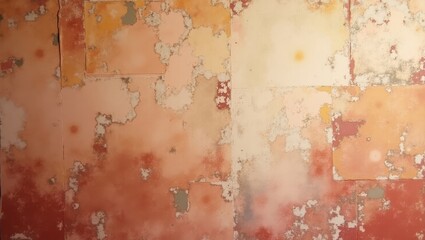 Distressed Peach Wall: A close-up reveals a wall with layers of peeling peach paint and aged plaster, creating an organic pattern full of texture and character.