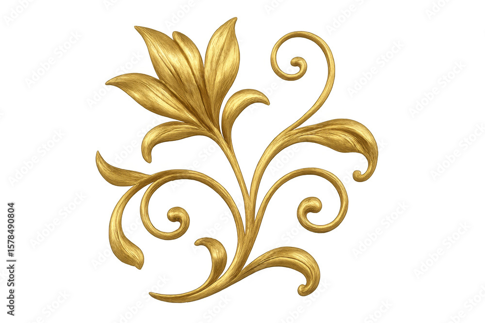 Poster golden floral ornament with intricate details and elegant swirls, creating a luxurious and decorativ