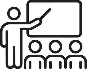 Training icon, workshop linear sign isolated on white background - editable vector illustration