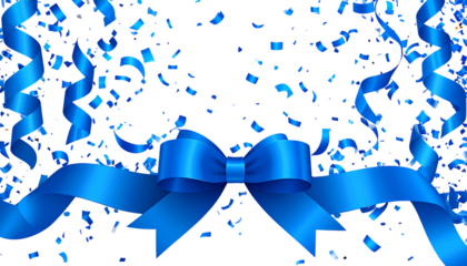 Beautiful falling blue confetti, isolated on a white background.
