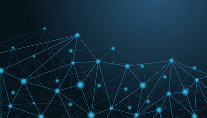 Triangle Lowpoly Mesh Background on Dark Blue Gradient. Modern, Geometric, and Minimalist Network Abstract Background Design for Digital Security, Wallpapers, and Futuristic Graphics. Network backdrop