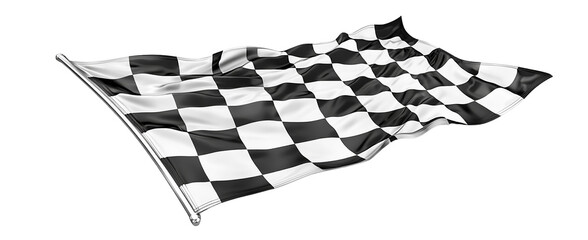 Checkered flag waving in the wind isolated on transparent background