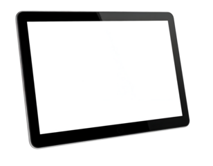 Tablet with a blank white screen
