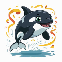 Fototapeta premium orca whale illustration character posing happy design