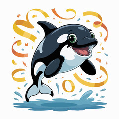 Obraz premium orca whale illustration character posing happy