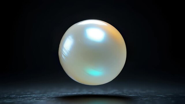 Iridescent Pearl Spinning Rapidly on Dark Reflective Surface