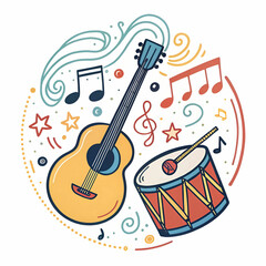 vector music doodle in vector illustration colourful