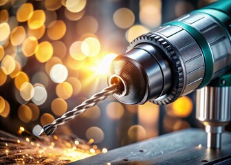 Cordless Drill Fixing Screw in Silver Metal Joint - Right Hand View