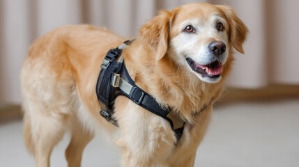 Dog in Harness Undergoes Mobility Training After Surgery in a Simple Indoor Setting With Minimal Distractions