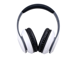 White and black overear headphones