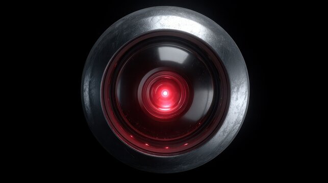 Surveillance Eye 4 with metallic casing and blinking red light, security, surveillance, camera, technology, privacy, big brother