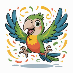 parrots character design illustration posing happy
