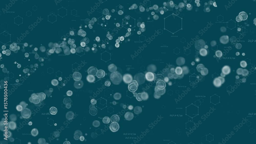 Poster this video features a blue background with white circles and hexagons. the circles and hexagons are 