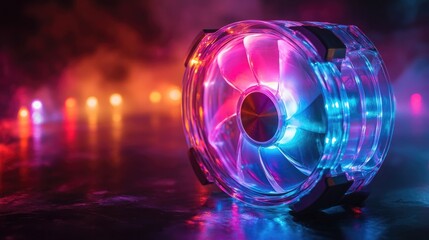 Transparent bladeless fan with RGB lighting effects
