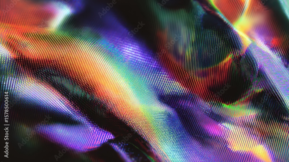 Poster glitch effect digital distortion over gradient noise with holographic overlay and screen scratches f