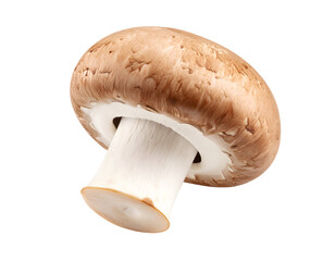 Single brown mushroom against black background
