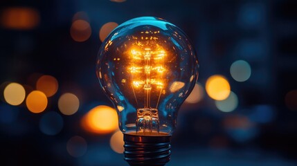 Transparent smart light bulb displaying real-time data inside the glass