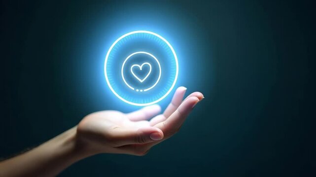 Flat Hand Showcasing Holographic Trust Symbol: A Minimalist Vector Illustration Representing Empathy and Understanding in Business Context