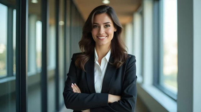Empowered Hispanic Businesswoman in Modern Office: A Vector Illustration of Leadership, Career Growth, and Confidence for Ambitious Professionals