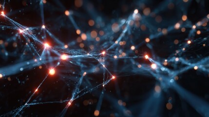 Abstract neural network with glowing nodes, symbolizing communication and connection in a digital world.