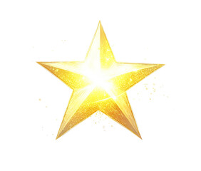 Obraz premium A bright golden star is shining on a transparent background
