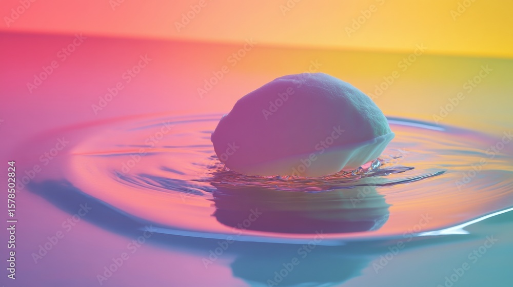 Sticker a vibrant egg resting on serene water creates a stunning visual. the interplay of colors adds depth 