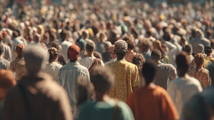 PNG. Diverse crowd gathering outdoors together.