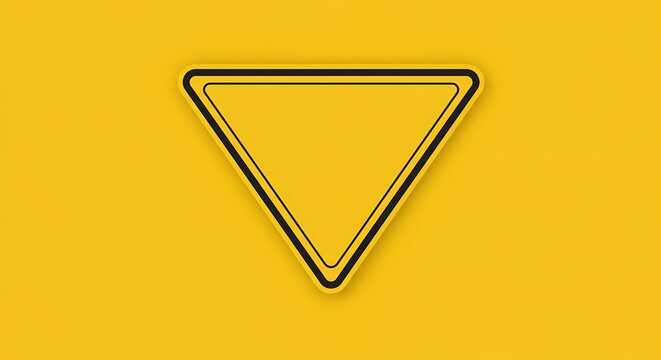 Minimalist triangular warning sign on yellow