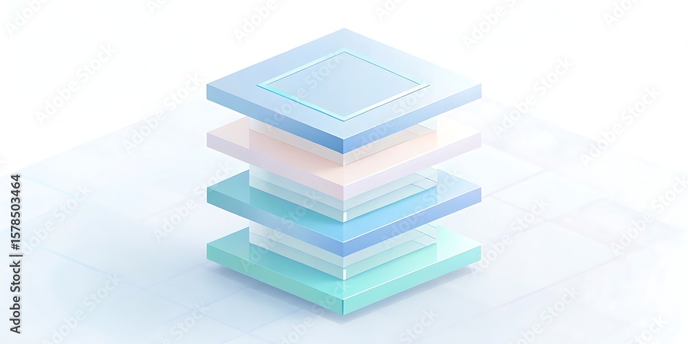 Aufkleber abstract layers of technology and data stacked in a modern, clean design.
