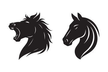 Horse head silhouette icon with white background