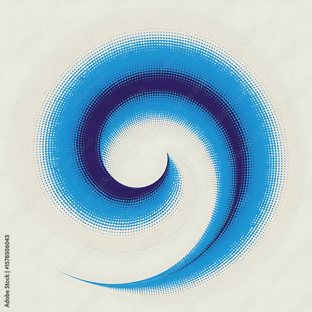 Aufkleber a digital abstract design featuring a spiral pattern with a halftone effect