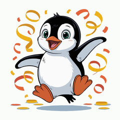 Obraz premium penguin character design posing happy illustration