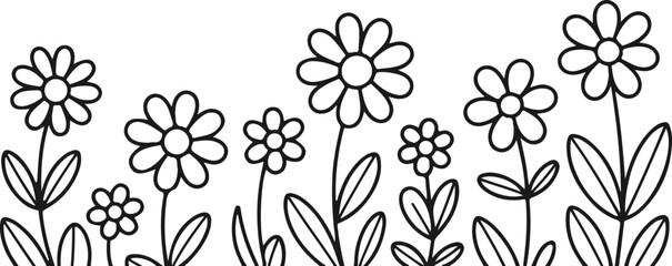 Silhouette Meadow Wildflower outline Coloring Page