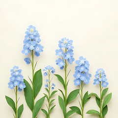Fototapeta premium High-quality macro-inspired arrangement of forget-me-nots on faded neutral background 