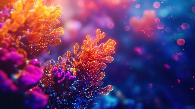 underwater coral reef background with glowing marine life