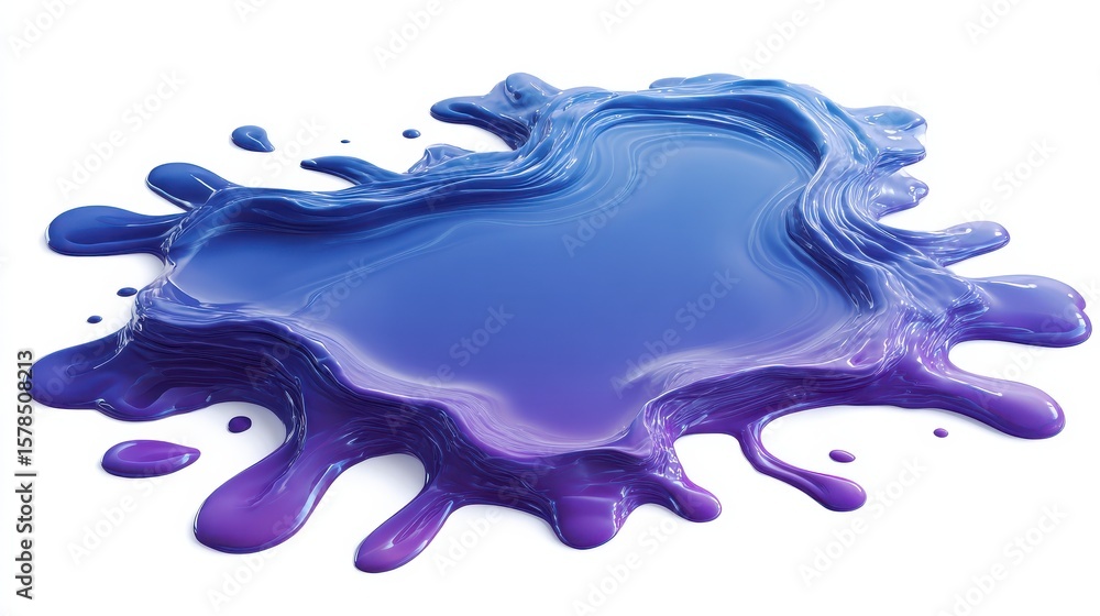 Poster seamless blue and purple gradient color floating liquid blob. 3d rendering picture. , isolated on wh