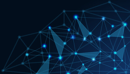 Triangle Lowpoly Mesh Background on Dark Blue Gradient. Modern, Geometric, and Minimalist Network...