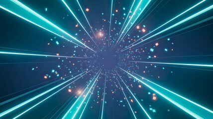 Obraz premium Abstract Neon Lightspeed Tunnel Futuristic Energy Burst