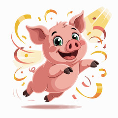 Fototapeta premium pig character design posing happy illustration