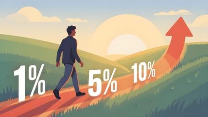 Path of Growth and Daily Improvement.Journey of 1% Progress Toward a Brighter Future.