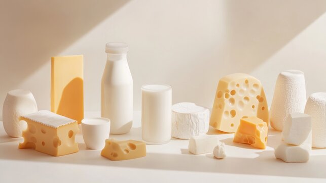 Still life of various dairy products