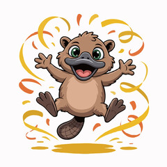 Obraz premium platypus illustration character posing happy