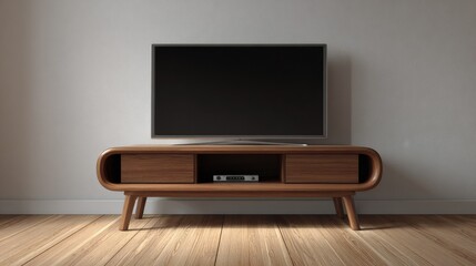 Realistic 3d design of real TV table basic style
