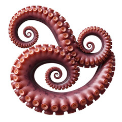 A mesmerizing display of octopus tentacles, isolated on transparent background, showcasing their intricate spirals and captivating texture in detail