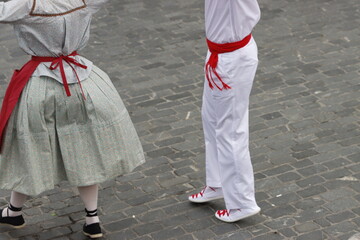 Basque folk dancers in traditional costume