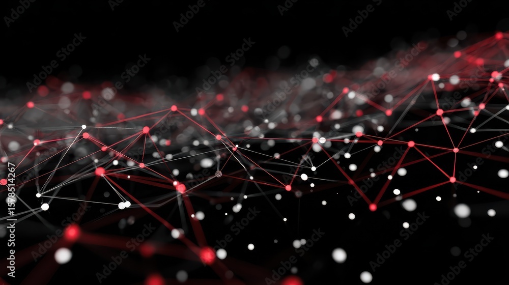 Poster background with network of thin line and dots, representing connection and coll.