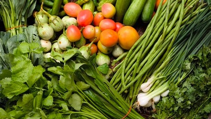 Fresh vegetables for cooking. Vegetables contain dietary fiber that helps cleanse the intestines.