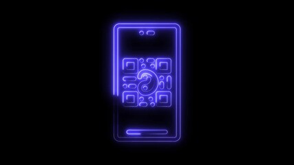 Glowing neon smartphone displaying qr code with yin yang symbol on dark background - Powered by Adobe